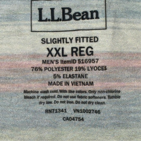 L.L. Bean SunSmart Hoodie Mens XXL Southwest Stripe UPF 50+ Long Sleeve Tee - Picture 5 of 5